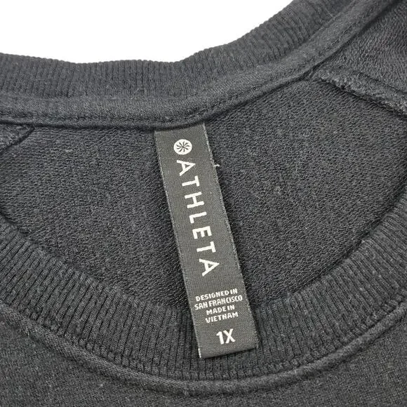 Athleta Mindset Sweatshirt Size 1X Black Soft Nirvana Knit #472751 - Picture 2 of 10